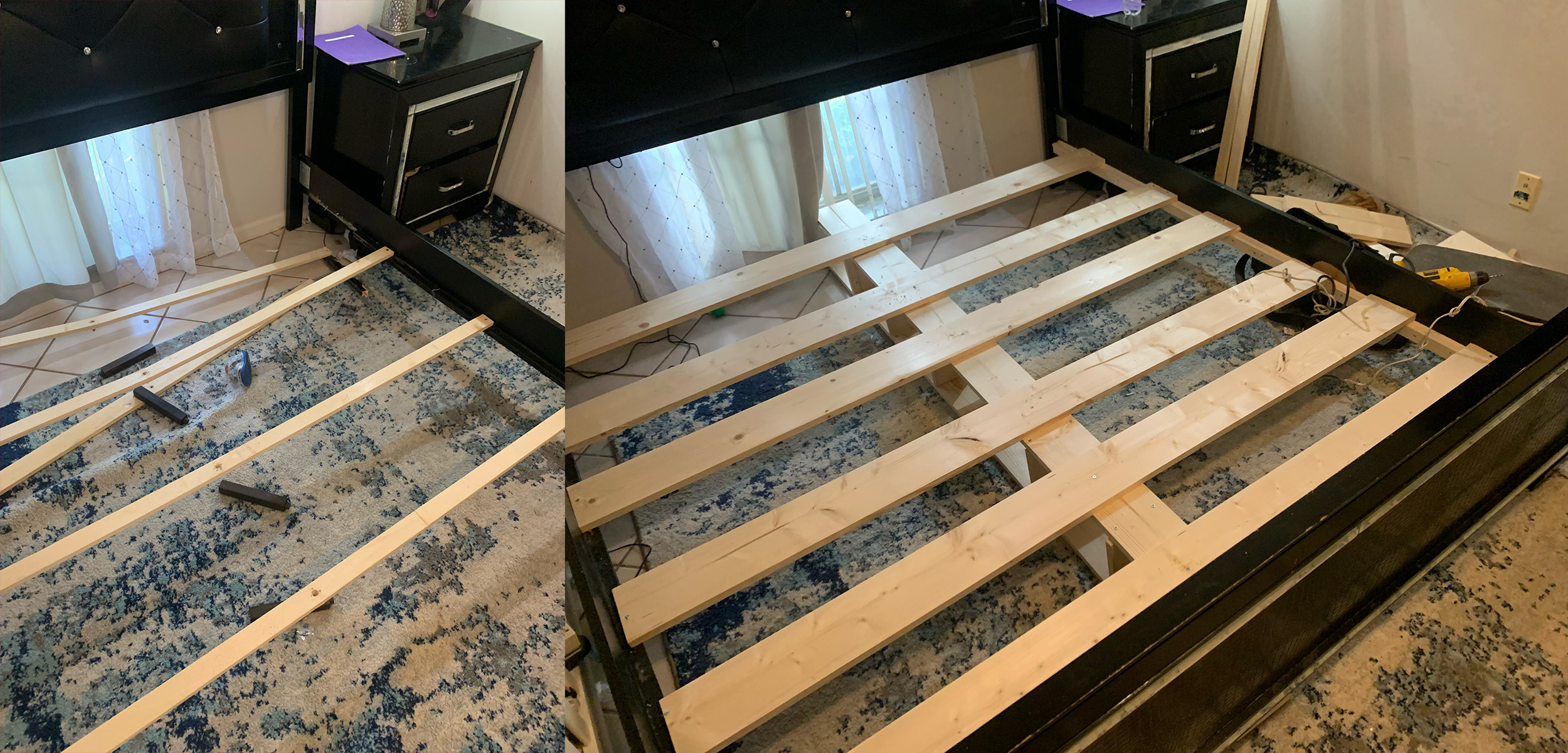 wood bed frame rebuild